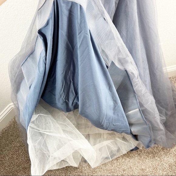 Terani Rhinestone Bodice Charcoal Gray Prom Dress Tulle Gown Formal Size 2 NWT - Picture 12 of 14